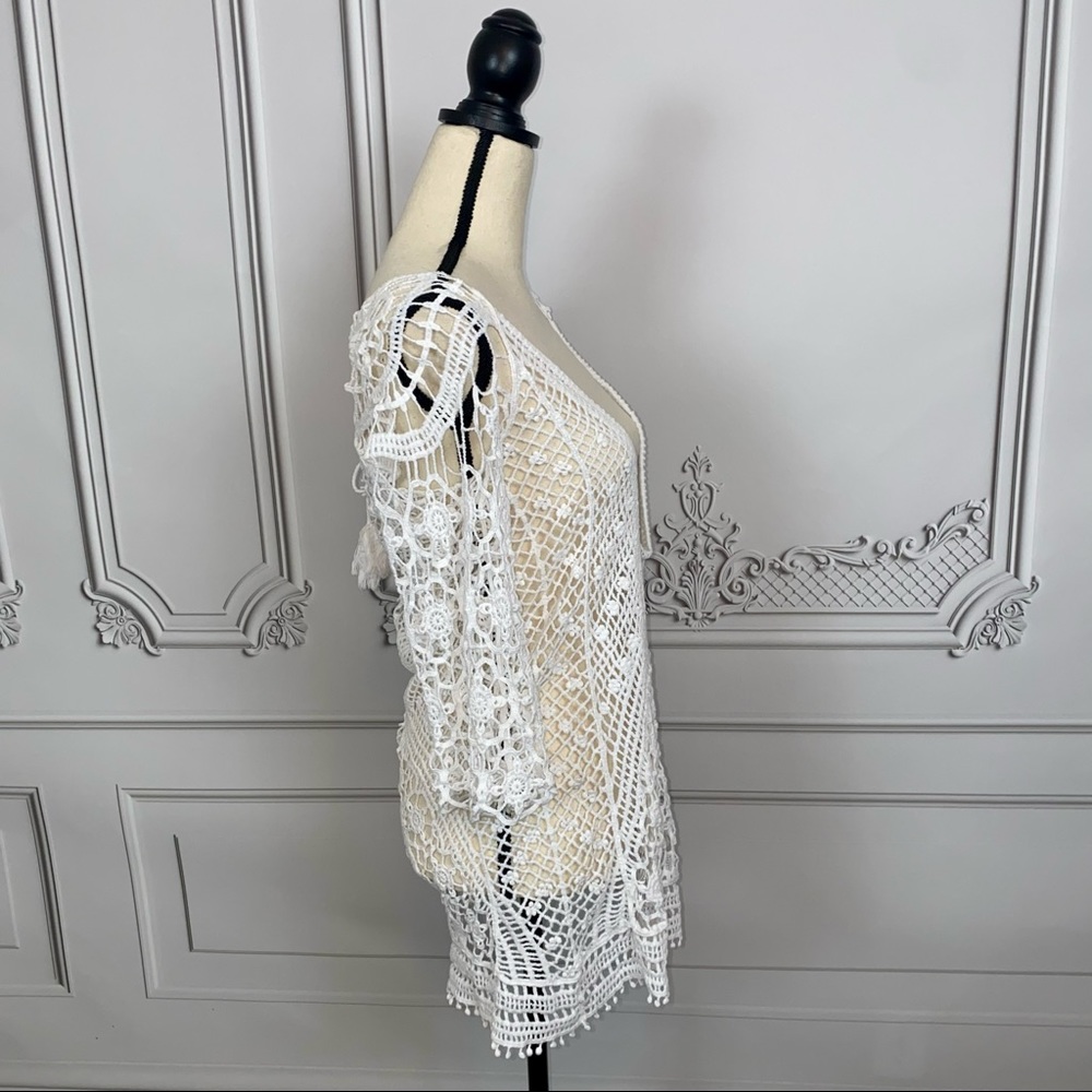 White Knit Open Back Long Bikini Cover | Size M - Picture 4 of 5